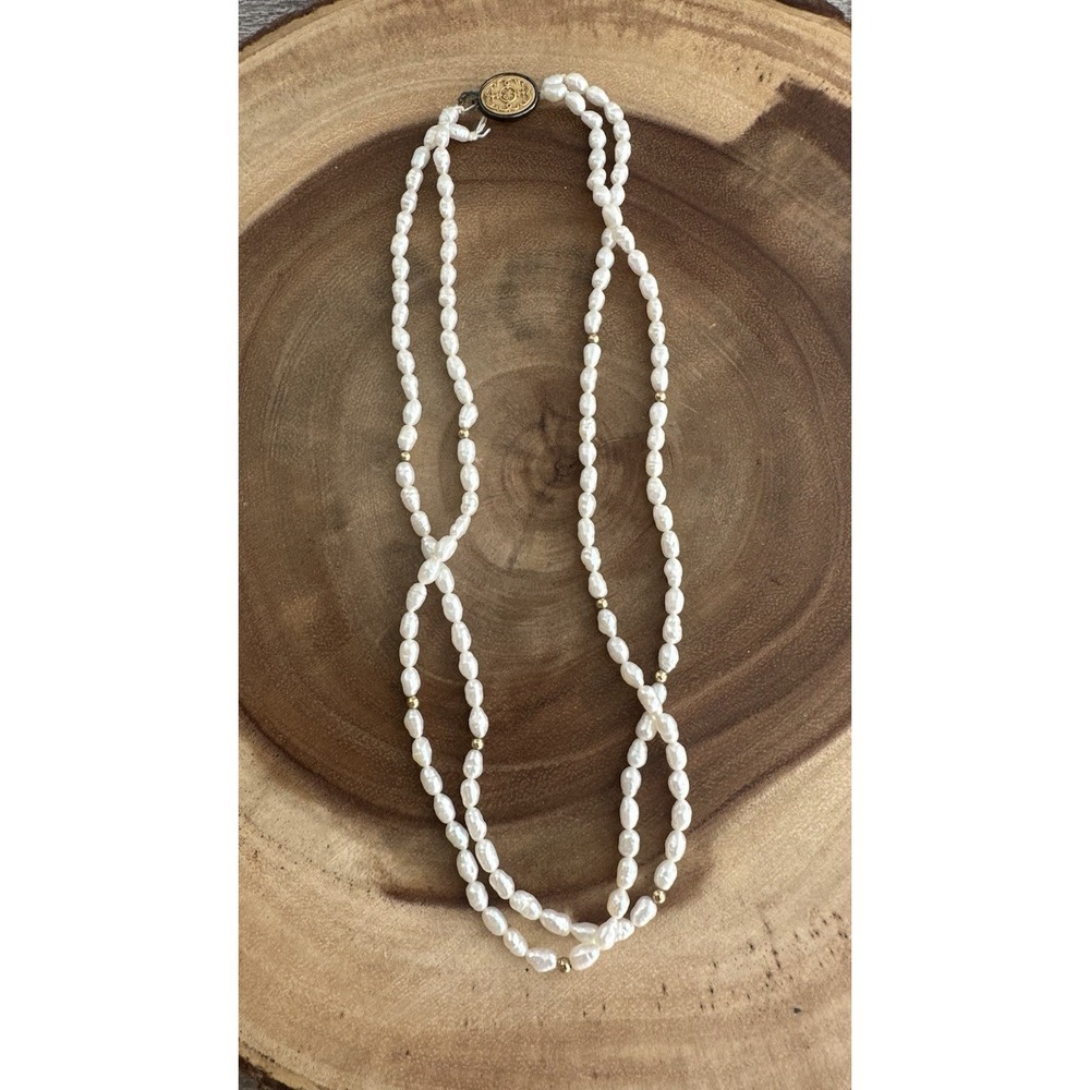 VTG Jostens Freshwater Pearl Double Strand Necklace w/ Sterling Silver Clasp 18"